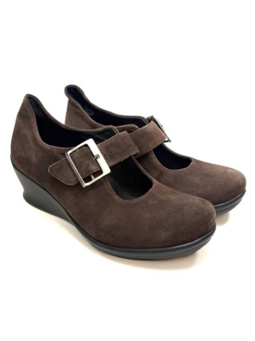 Wolky Brown Suede Wedge Mary Jane Loafers | 38